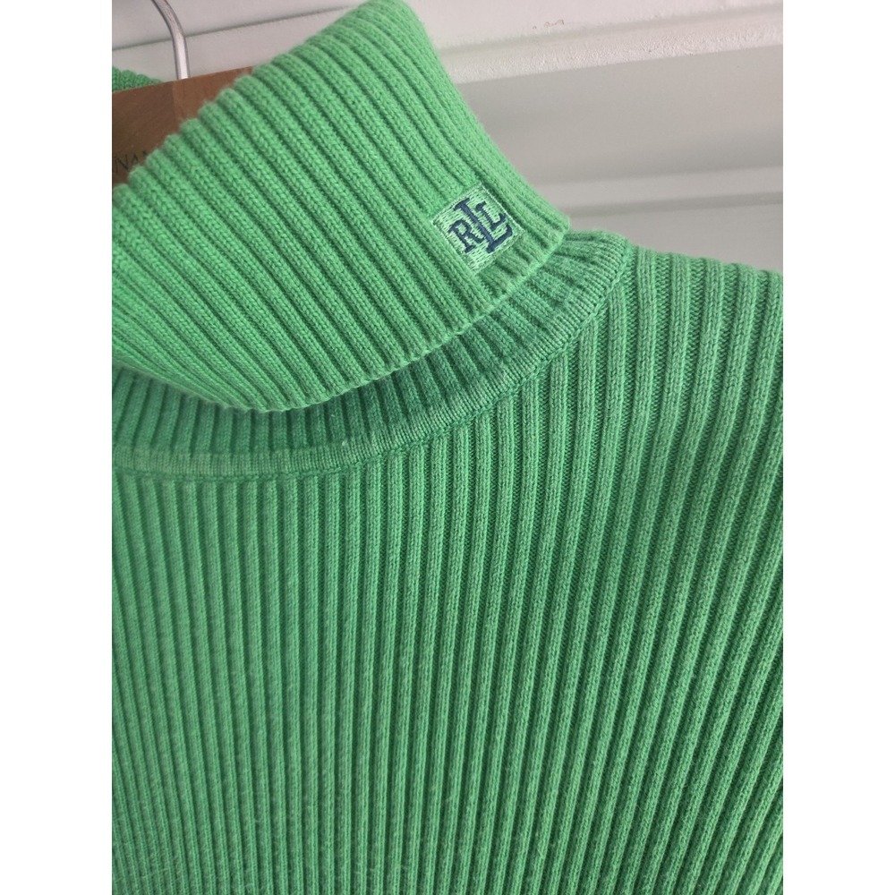 Lauren Ralph Lauren Neon Green Turtleneck‎ Sweater Size Small - Picture 2 of 5